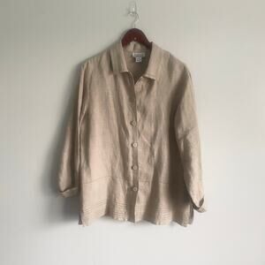 Style & Co Vintage 100% Linen Long Sleeve Button Down Lightweight Jacket Size 10